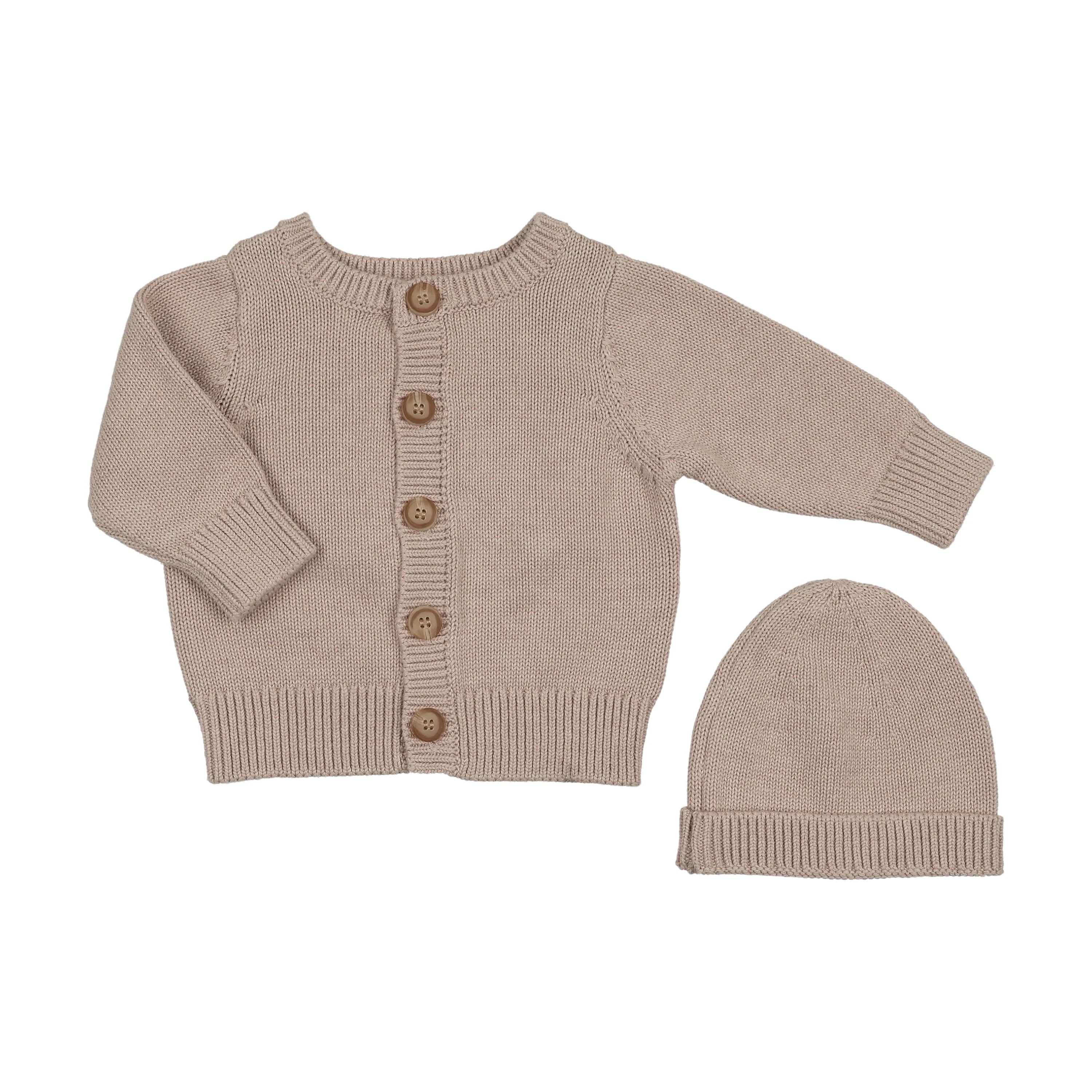 Peluche Bebe – Kids Taupe Embossed Knit Cardigan