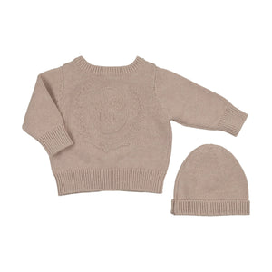 Peluche Bebe – Kids Taupe Embossed Knit Cardigan