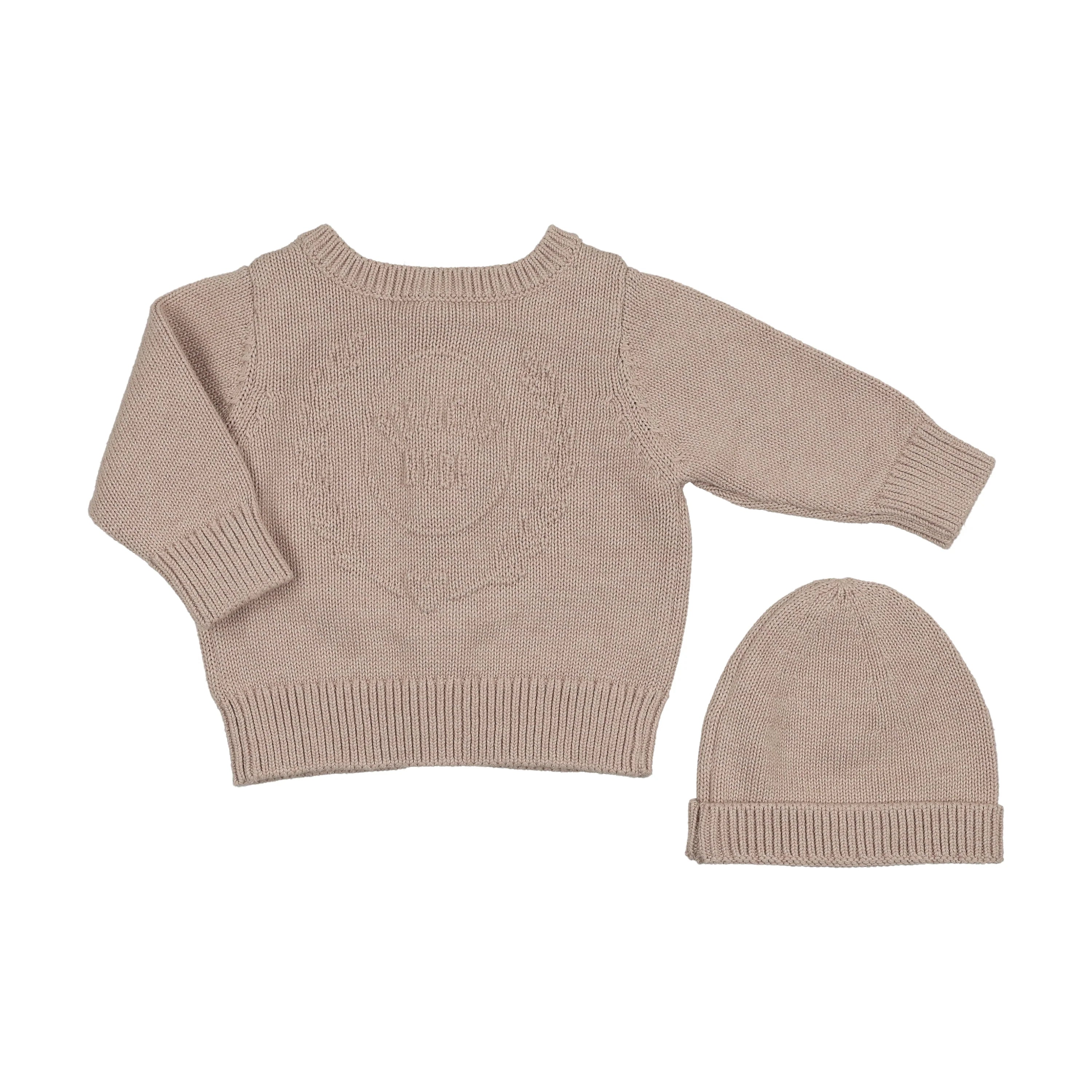 Peluche Bebe – Kids Taupe Embossed Knit Cardigan