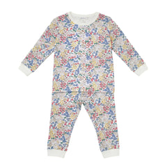 Floral patterned onesie on a white background