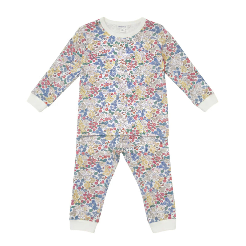 Floral patterned onesie on a white background