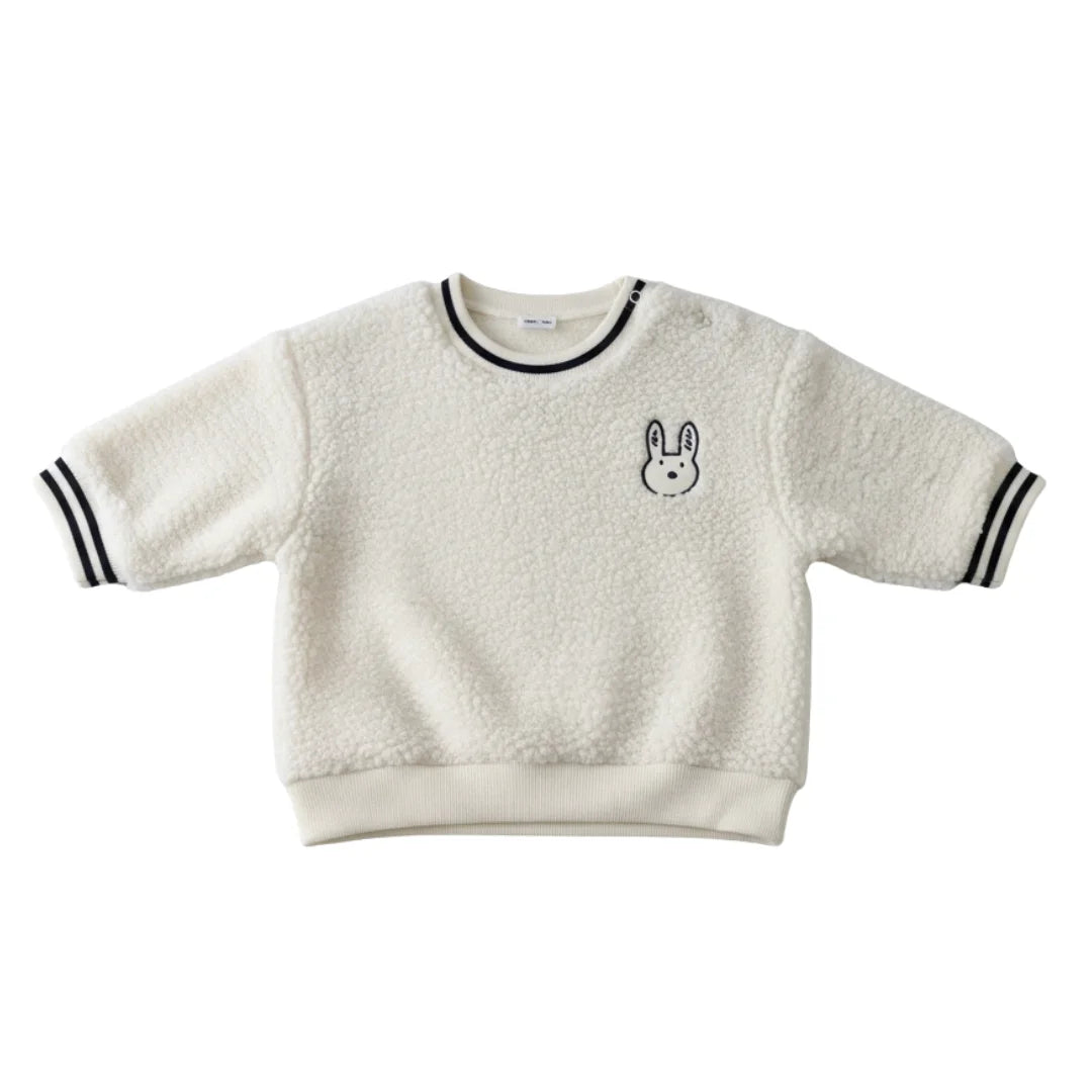A breathtaking Petit Bateau hooded sherpa jacket featuring an immaculate cream palette and a cozy plush silhouette.