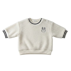 A breathtaking Petit Bateau hooded sherpa jacket featuring an immaculate cream palette and a cozy plush silhouette.