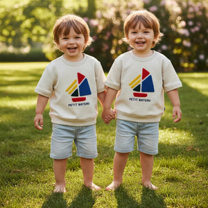 Petit Bateau – Sweatshirt with Logo Boat Graphic | Oatmeal