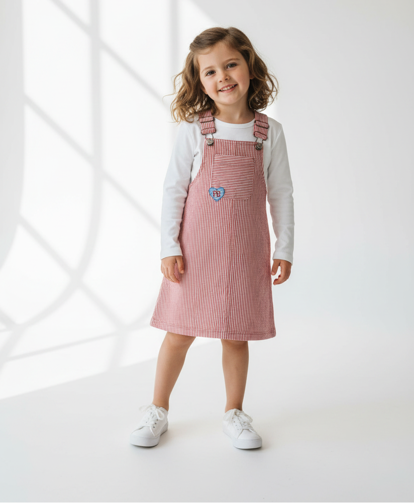 Petit Bateau Baby Girl Striped Jumper Dress - Red & Pink