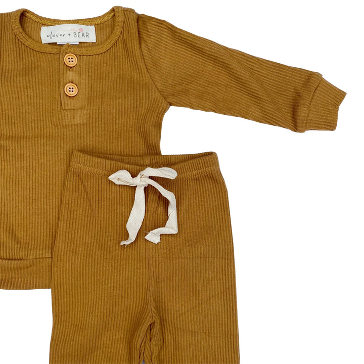 Clover + Bear Caramel Ribbed Two Piece Set