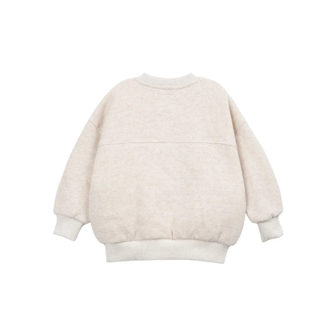 The clean back view highlighting the comfortable infant fleece silhouette.