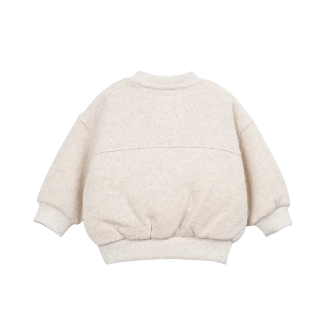 The clean back view highlighting the comfortable infant fleece silhouette.