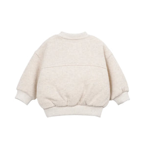 The clean back view highlighting the comfortable infant fleece silhouette.
