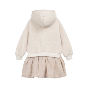 The clean back view highlighting the comfortable infant dress silhouette.