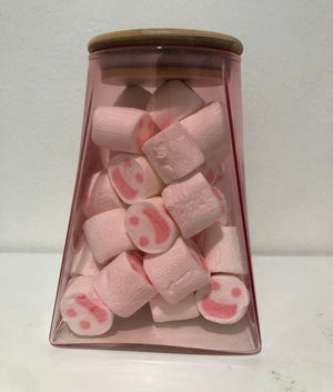 Colored Glass Candy Jar Bamboo Lid