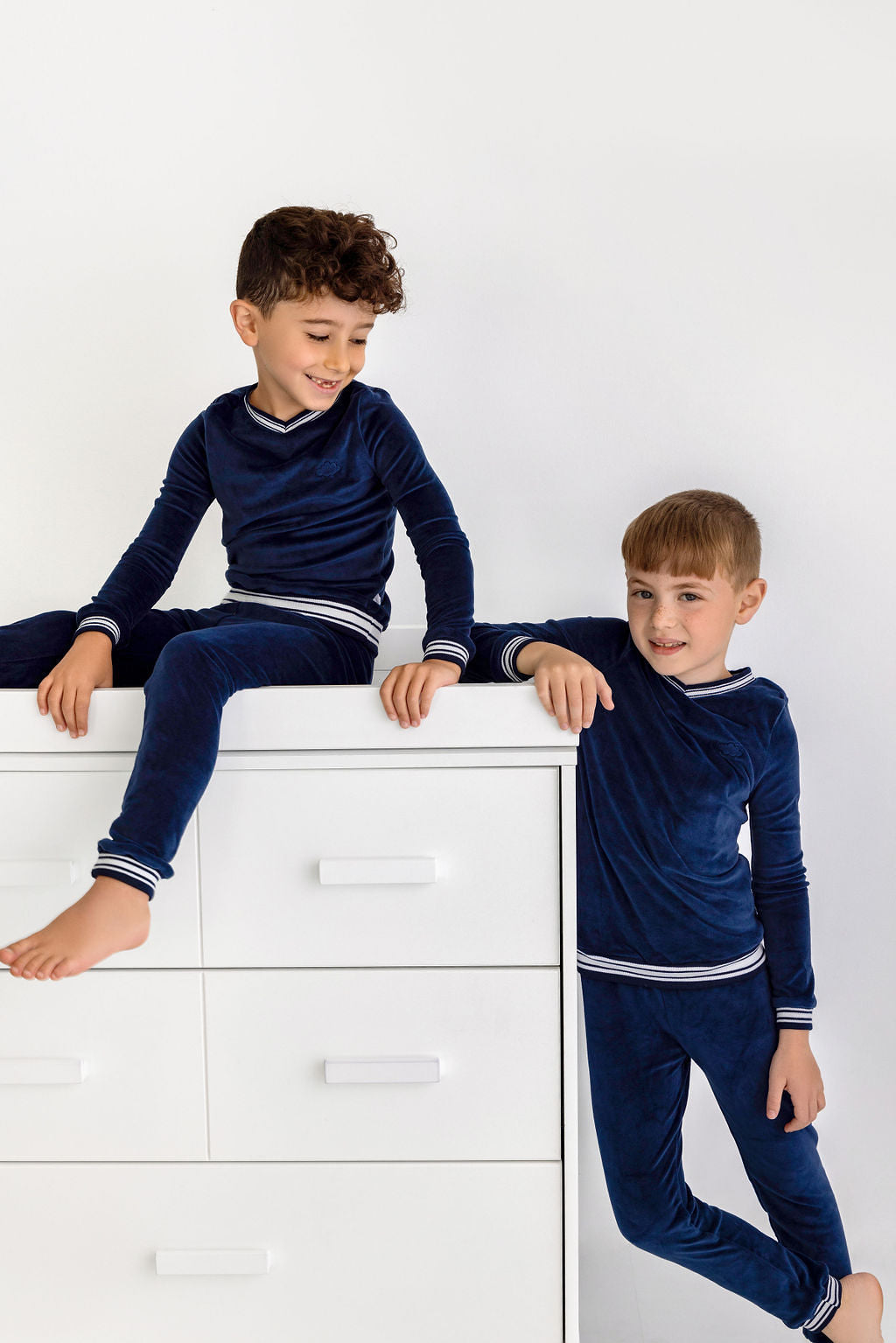 Pouf Midnight Blue Velour Varsity Pajamas