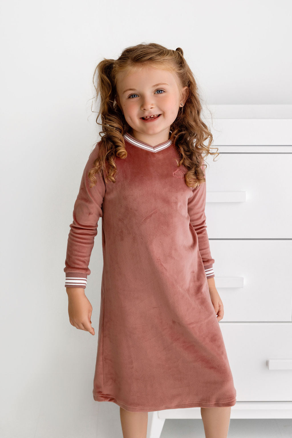 Pouf Dusty Rose Velour Varsity Nightgown
