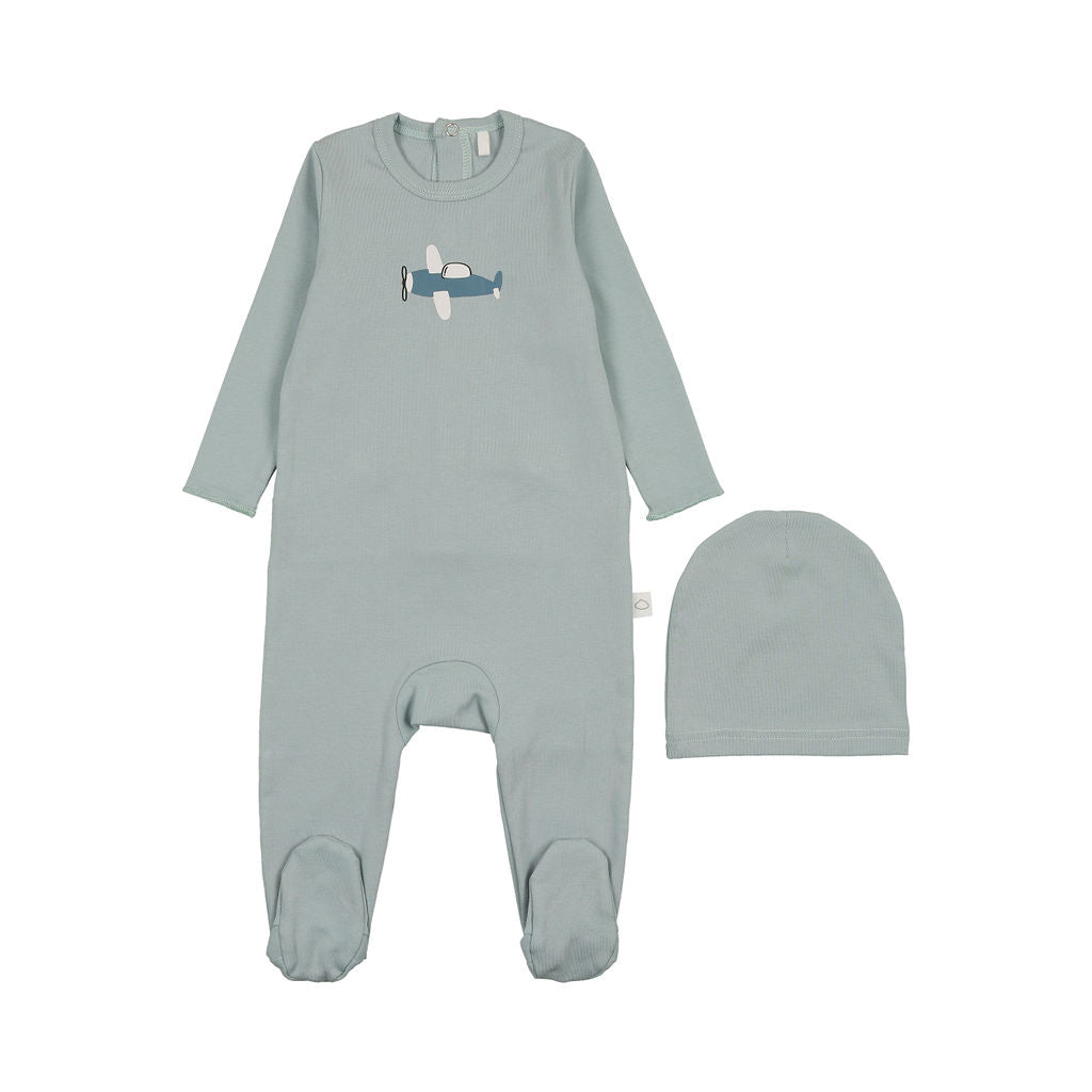 Pouf Blue Airplane Footie