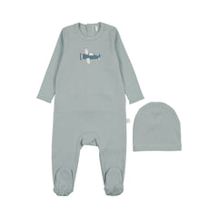 Pouf Blue Airplane Footie