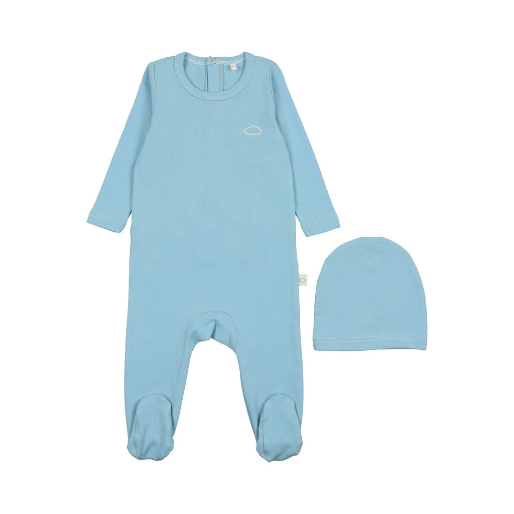Pouf Bright Blue Stitched Footie
