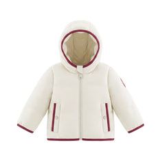 A front view of the Pramie red binding jacket for children.