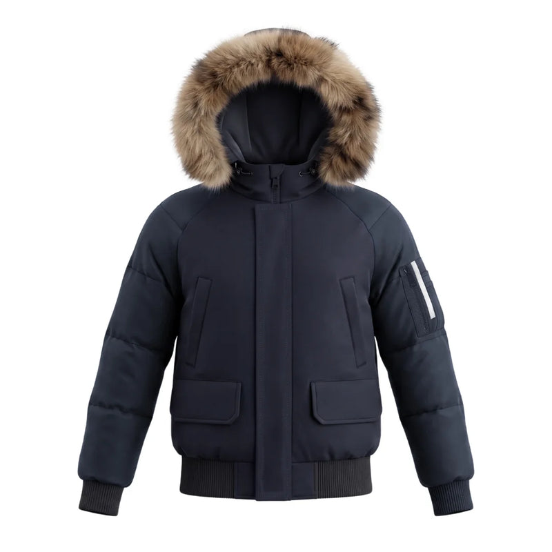 A front view of the Pramie black tailored jacket for boys.