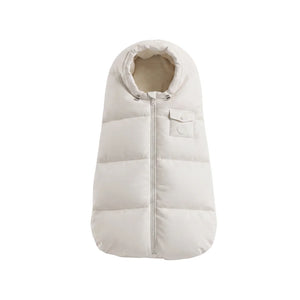 A front view of the Pramie ivory stroller carriage sack.