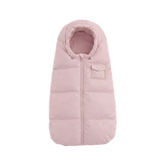 A front view of the Pramie mauve stroller carriage sack.