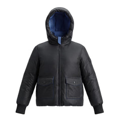 A front view of the Pramie blue contrast jacket for children.