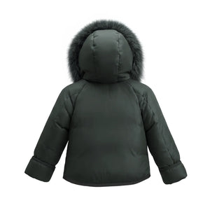 The clean back view of the Pramie boy's winter jacket.