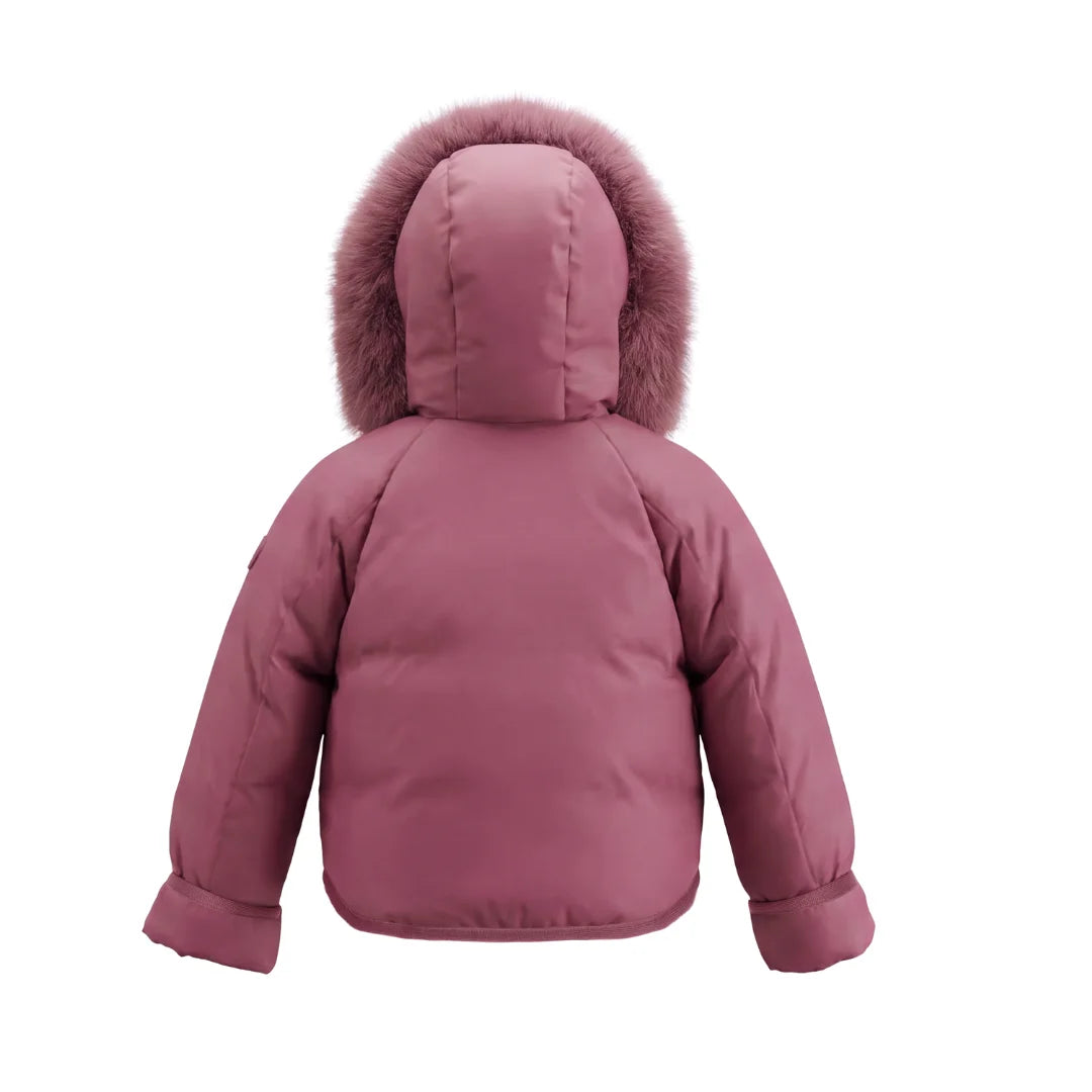 The clean back view of the Pramie girl's winter coat.