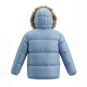 The clean back view of the Pramie boy's winter coat.