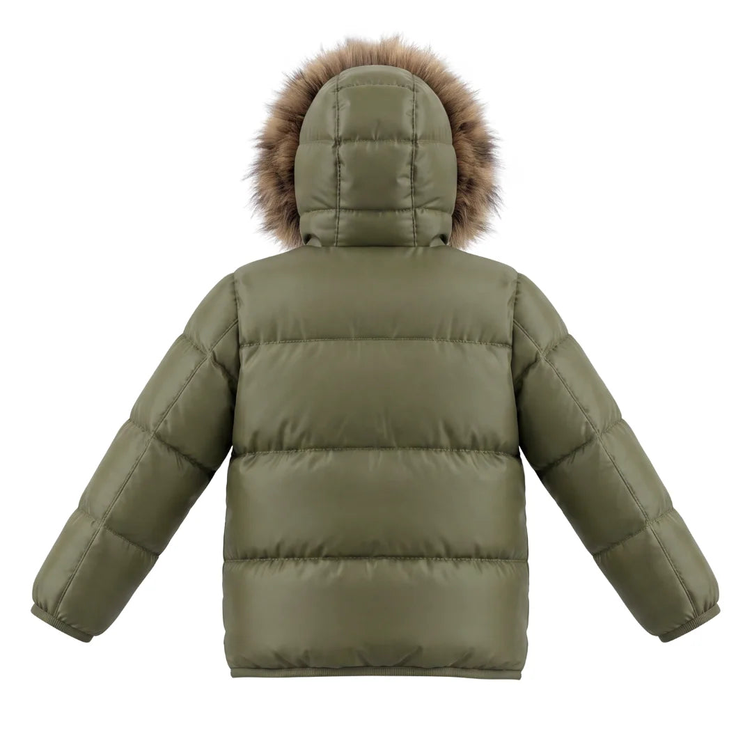 The clean back view of the Pramie boy's winter coat.