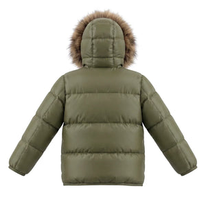 The clean back view of the Pramie boy's winter coat.