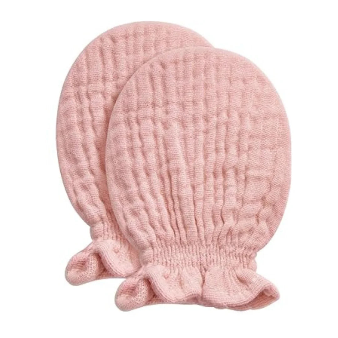 Muslin Mittens - 100% Cotton for Baby 0-6 Months | Petal Pink, Light Blush, and Rose