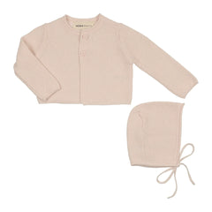 Mema Knits – Waffle Knit Cardigan + Bonnet