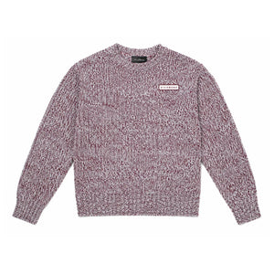 John Richmond - Burgundy & White Marled Knit Logo Sweater