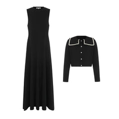 Little Parni – Embroidered Collar Teen Maxi Set | Black