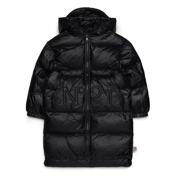 Kids Black Hooded Puffer Jacket by N°21 – Warm Lightweight Outerwear