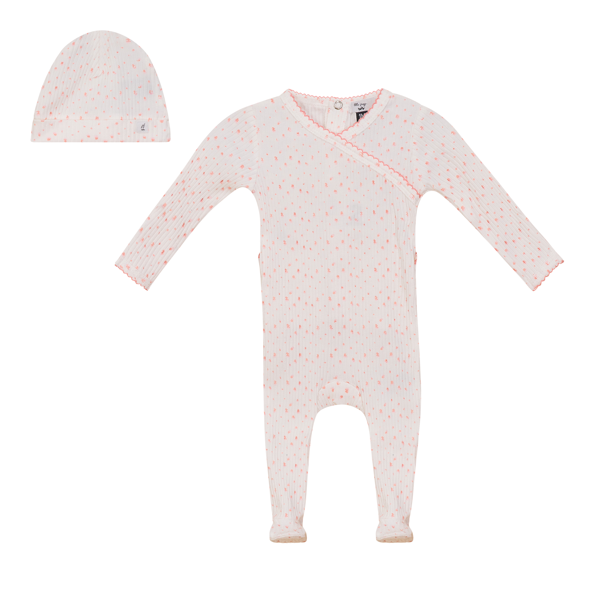 Little Fragile Pink Print Rib Footie
