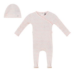 Little Fragile Pink Print Rib Footie