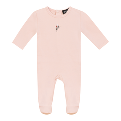 Space Grey Soft Pink Chest Print Fleece Footie
