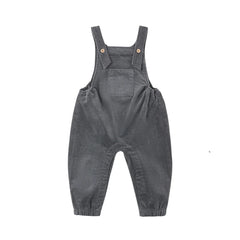 A front view of the Quincy Mae Midnight organic cotton baby overall.