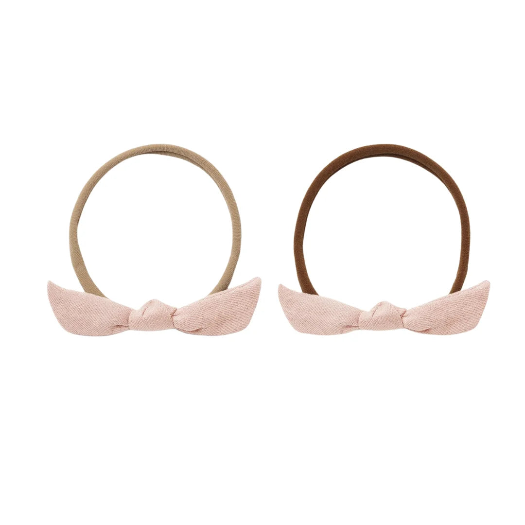 A front view of the Quincy Mae natural  organic cotton little knot headbands.