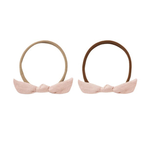 A front view of the Quincy Mae natural  organic cotton little knot headbands.