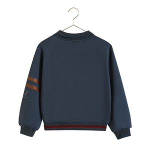 A comfortably relaxed RetroKid Arden sweatshirt featuring a charming collar in a rich indigo blue back