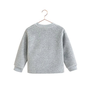 The back view of the gray and red RetroKid Reese scuba top, showing the clean lines of the design.