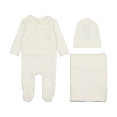 Mema Knits Winter White Picot Edge 3 Pc Set