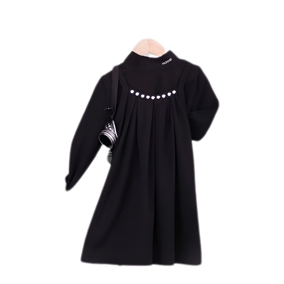 A front view of the Rooie and Friends black ruffle sweatshirt for girls.