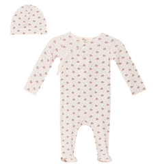 Fragile Mauve Fruit Print Footie Set