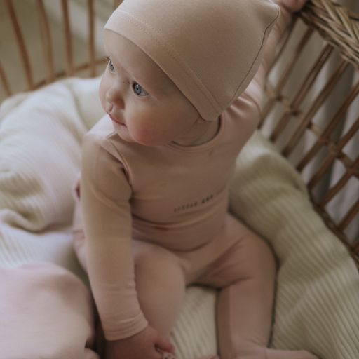 Mema Knits Old Rose/Mink Little and Loved Footie + Beanie