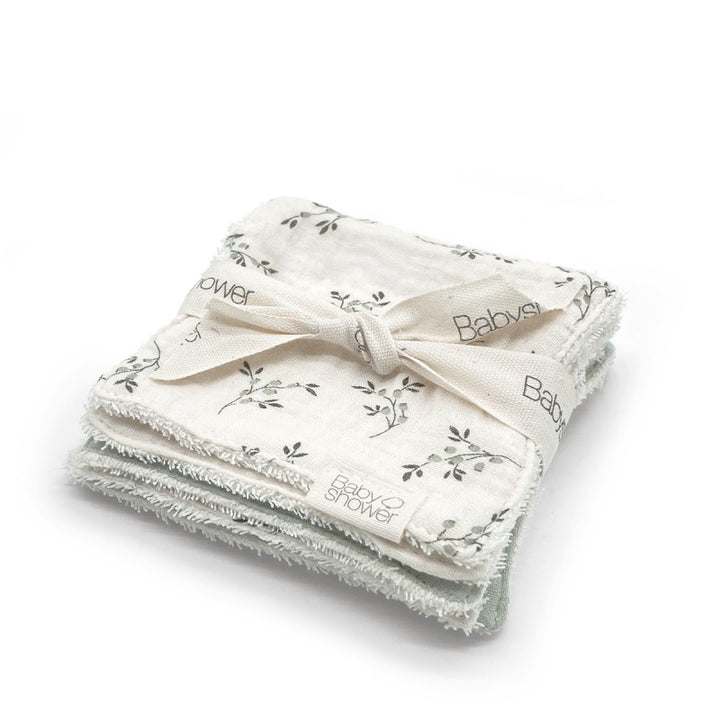 SET OF 6 MUSLIN PRINTED/TERRY WASHCLOTHS
