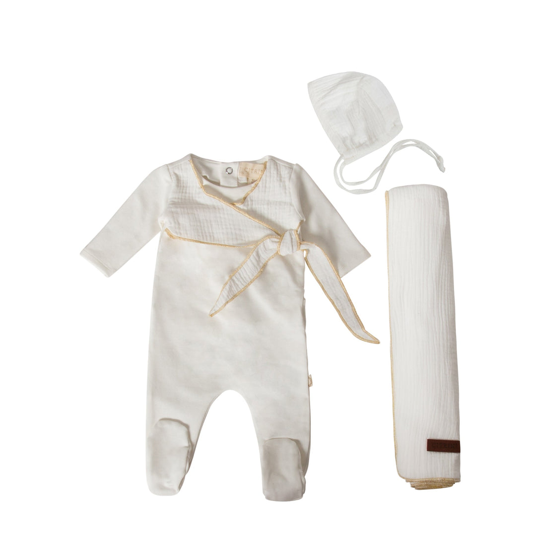citrine baby footie, citrine baby layette,Citrine Layette Couture