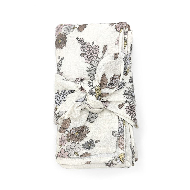 SET OF 2 MEDIUM & LARGE PRINTED MUSLIN SWADDLES